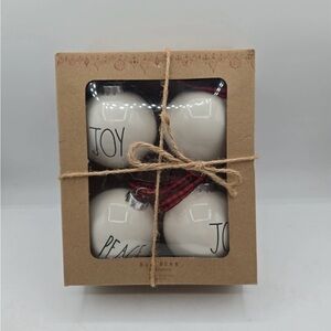 ***SOLD*** Rae Dunn Authentic Christmas Ornament 4-pack: CHEER, JOY, LOVE, PEACE